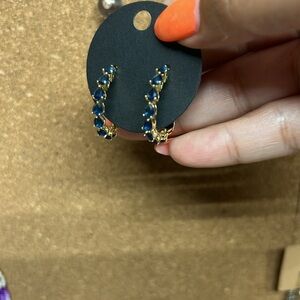 Elegant Gold and Blue Hoop Earrings